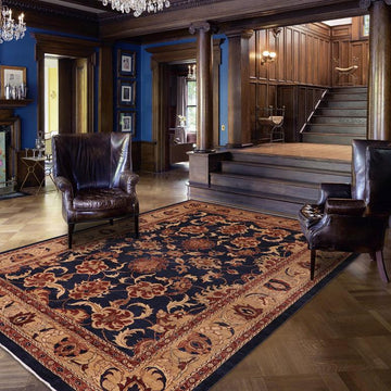 handmade Traditional Kafkaz Chobi Ziegler Blue Tan Hand Knotted RECTANGLE 100% WOOL area rug 10 x 14